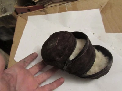 TED CARTER DOUBLE SIDED TROUT FLY FISHING REEL FLEECE SUEDE ZIPPER CASE POUCH - Image 1 of 4