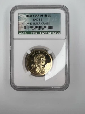 Sacagawea Proof 2000 S $1 First Year of Issue PF69 Ultra Cameo NGC - Image 1 of 4