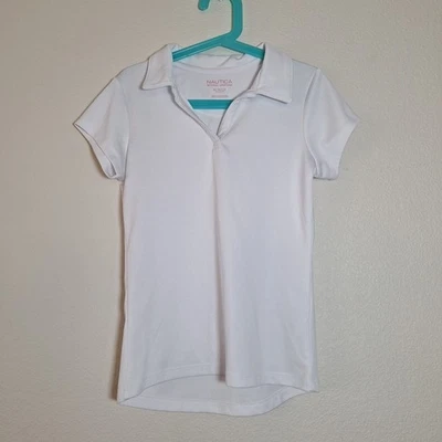 Uniforme Escolar Nautica Niñas Manga Corta Polo Absorbe Humedad Blanco Foto 1 de 4