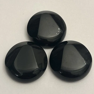 3 Vintage large chunky shiny Black Glass Buttons - Image 1 of 4
