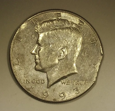1993-P Kennedy Half Dollar With Multiple Planchet Clips - Tougher Error Coin - Image 1 of 4