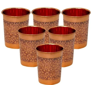 Indisches 100 % reines Kupfer mit geprägtem Design, Trink- und... - Bild 1 von 5