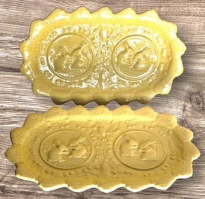 2 Bordallo Pinheiro Majolica Easter Bunny Spring Yellow Platters Trays Portugal  - Picture 1 of 6