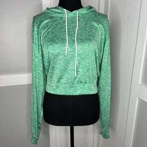Real Essentials Green Cropped Hoodie Sweatshirt | Damen Plus 3X Stretch - Bild 1 von 4