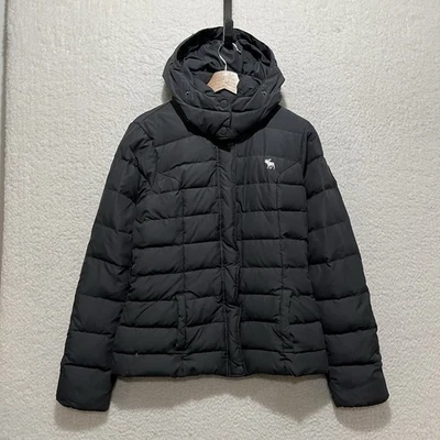 Chaqueta acolchada gris con capucha Abercrombie & Fitch para mujer talla L Y2K Foto 1 de 4