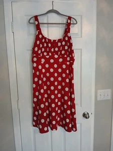 Rot weiß gepunktetes ärmelloses Kleid 2X Pinup 40er Minnie Swing Urlaub Party - Bild 1 von 9
