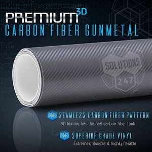 3D Gunmetal Carbon Fiber Matte Vinyl Wrap Bubble Free Air Release 12" x 60" In - Bild 1 von 8