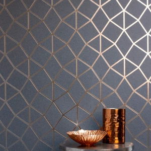 Fine Decor Platinum Geometric Textured Trellis Wallpaper FD42490 Rose Gold - Picture 1 of 3