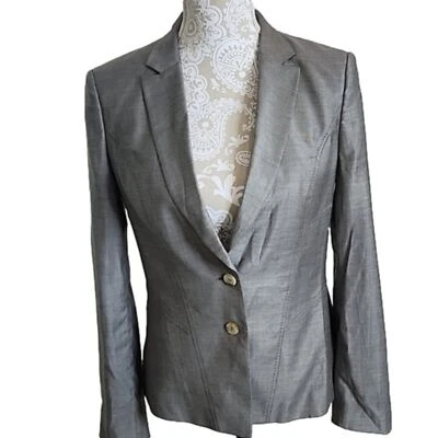 Blazer Hugo Boss Jilana Gris Pecho Único 2 Botones Lana Viscosa Para Mujer 6 Foto 1 de 4