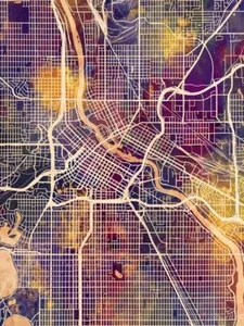 Poster - Minneapolis Map, Modern Abstract City Streets, 4 Sizes - Picture 1 of 25