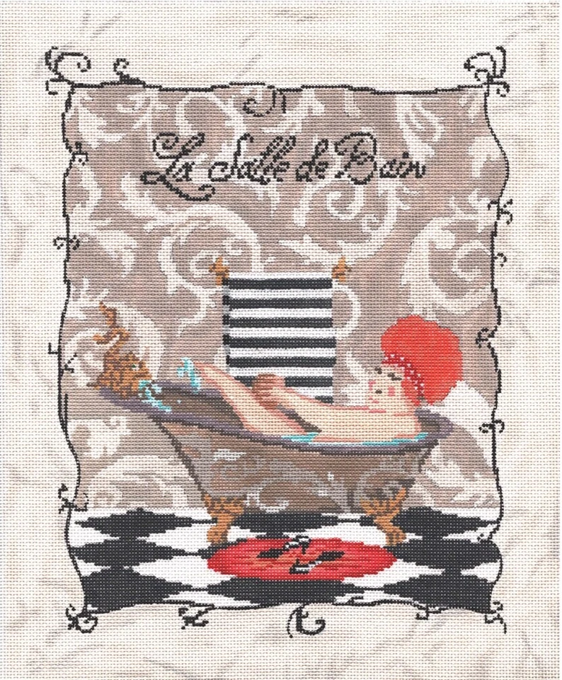 Needlepoint Handpainted CBK La Salle de Bain 10x12 - Image 1 of 1
