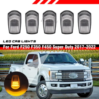 Cab Marker Roof Running Amber LED Light Clear For 17-22 Ford F250 F350 F450 F550 - Image 1 of 4