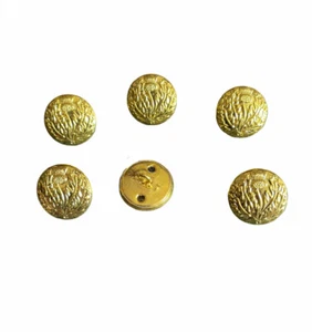 Thistle Brass Buttons gold colour size: 22mm ( 6 Pieces) - Picture 1 of 2