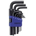 Hex Key Set 1.5-10mm with Colour Coded Holder - Metric Long Life - Carlyle Tools