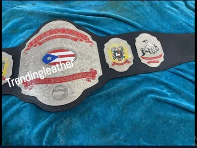 Cinturón réplica campeón de lucha de peso pesado PUERTO RICO placas de 2 mm Foto 1 de 4