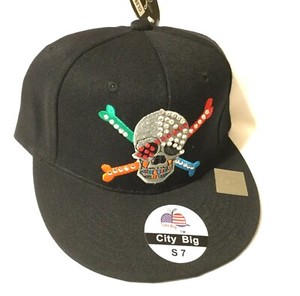 NEW FITTED SIZE 7 BEADED PIRATE HAT Black Skull & Crossbones City Big Apple