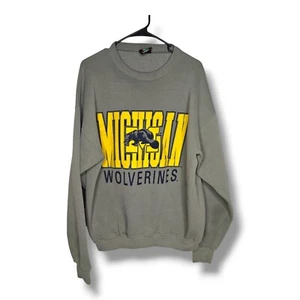Sudadera Michigan Wolverines Vintage Cuello Redondo Gráfico Talla Grande Gris Spellout - Imagen 1 de 11