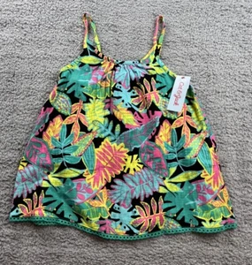 Cat & Jack Girl's Size Small (6-7) Gauze Sleeveless Tank Top Black Tropical - Picture 1 of 4