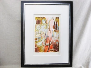 Still Life Drawing Oil Cray Pas Silver Water Pitchers, Original Vintage Framed - Picture 1 of 3