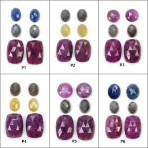 RUBÍ ROJO Plata Multi ZAFIRO Gemas Rosa y Cuadros Corte Cojín Forma Ovalada 6 un. - Imagen 1 de 7