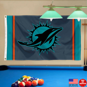 Dolphins Man Cave FLAG 3X5 Miami 3 x 5 Banner Football Grey Tailgating New Flags