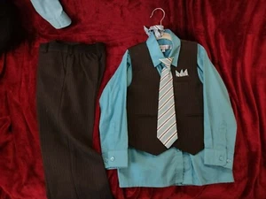Blue Formal outfit: Shirt, vest, pants, tie. Great for wedding. Boys size 6 - Picture 1 of 2