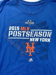 Majestic NY Mets 2015 T-Shirt Post Season Size Large Baseball - Picture 1 of 4
