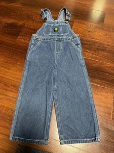 John Deere Dark Wash Bib Overalls Denim Jeans Farm Pants Blue Size 4T - Picture 1 of 4