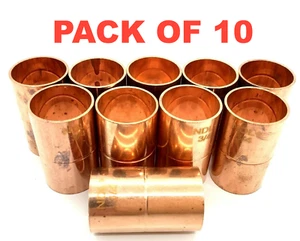 NEW 10-PACK Copper Fitting Coupling For 3/4" O.D. Tubing Ring Stop HVAC Coupler - Picture 1 of 6