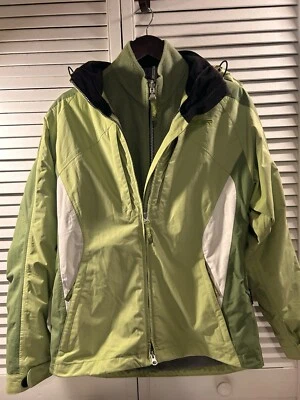 Women's Spyder 3 in 1 Green/White Ski Jacket Size 8 Many Pockets, 2 Jackets - Image 1 of 4