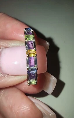 NEW Amethyst, Sapphire, Citrine, Peridot Stackable .925 Sterling Silver Ring - Image 1 of 4