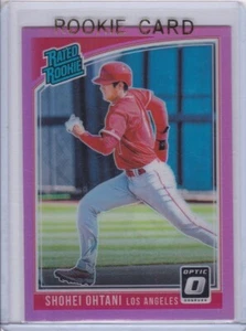 SHOHEI OHTANI ROOKIE CARD 2018 Donruss Optic Baseball RARE PINK PRIZM RATED RC!! - Picture 1 of 2