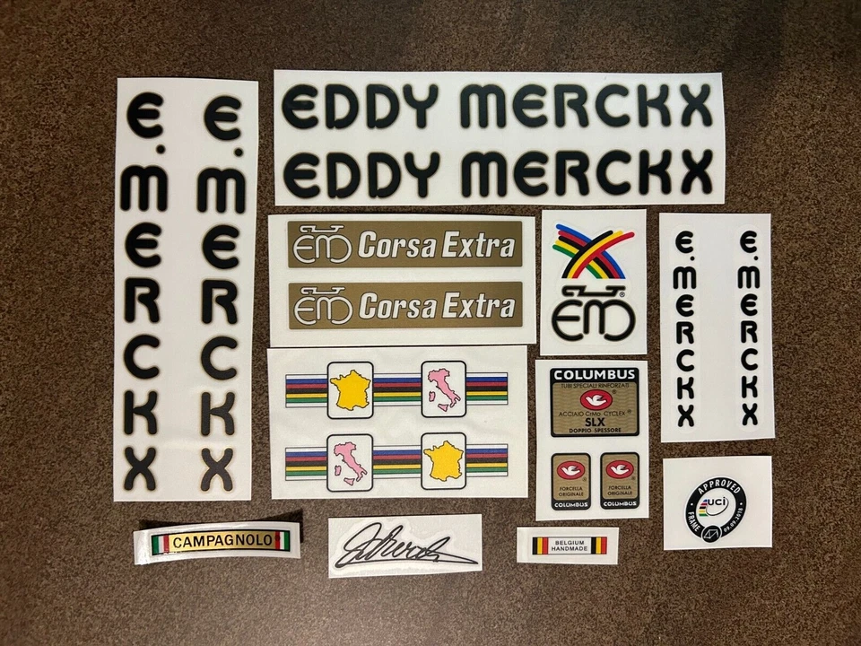 Juego de calcomanías Eddy Merckx SLX negras.   Signature of Eddy Merckx está incluido Foto 1 de 1