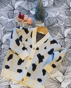 Kids Cowprint Cardigan Sizes 3/4, 4/5, 5/6, And 6/7 - Picture 1 of 1