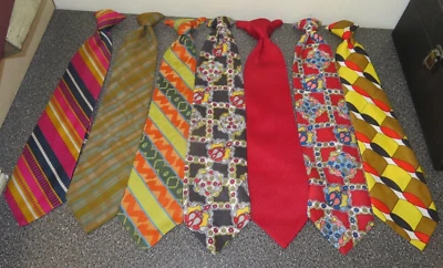 Lote de gravata vintage (17) Mad Men MCM listrada larga Wembley Towncraft clip-on - Imagem 1 de 4