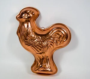 Vintage Copper Jello/Cake Mold 3 1/2 cup Kitchen Wall Hanging Rooster/Chicken - Picture 1 of 3