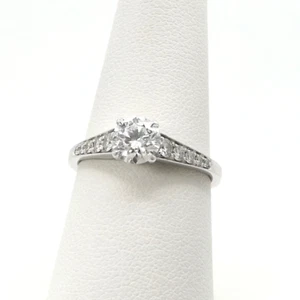14k White Gold Round Natural Diamond Engagement Ring with Appraisal - Picture 1 of 8