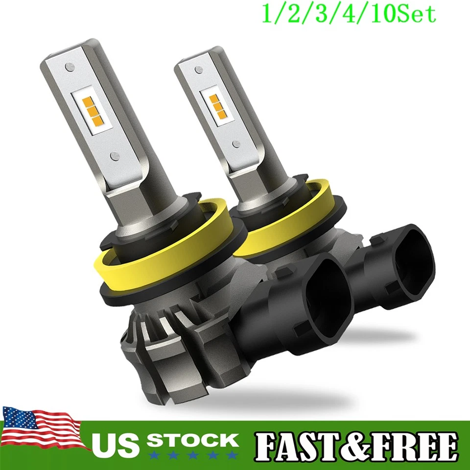 AUXITO H8 H9 H11 LED Fog Bulb Fog Bulb Yellow High Power Lamps 1~10Set - Image 1 of 4