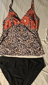 Womens Kona Sol 2XL 2 Piece Set Tropical& Animal Print With Bikini Black... - Picture 1 of 3