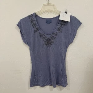 Sweeties Womens TShirt L Large Blue Short Sleeve Tee Shirt Embroidered Top - Picture 1 of 7