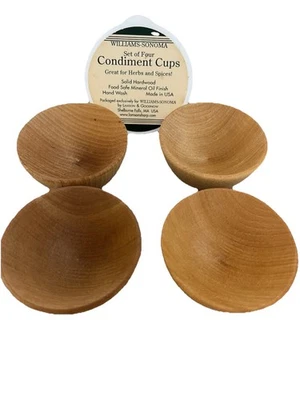 Juego de cuatro (4) cuencos de madera William Sonoma condimento hierbas especias NUEVO Foto 1 de 4