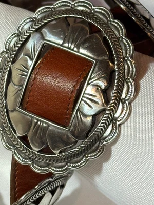 Cinto Concho BRIGHTON 1990 Couro e Girassol Tamanho Pequeno - Imagem 1 de 4