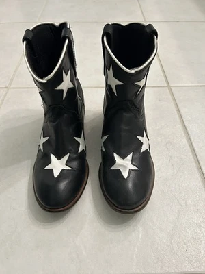 Women's Laredo Leather Boots Size 7 Medium, White with Navy Blue Stars - Image 1 of 4