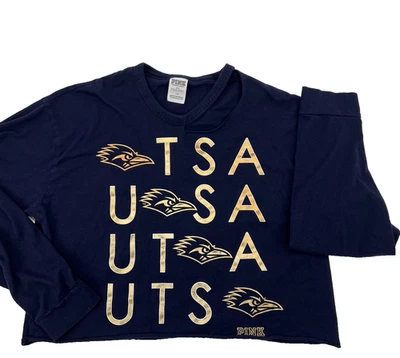 Camiseta Victoria’s Secret ROSA L UTSA Roadrunners Crop Top Azul Marino Dorado Universitario Foto 1 de 4