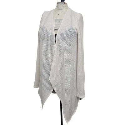 VOLCOM Womens XS Open Front Cardigan Sweater Cream Knit Waterfall Draped - Image 1 of 4