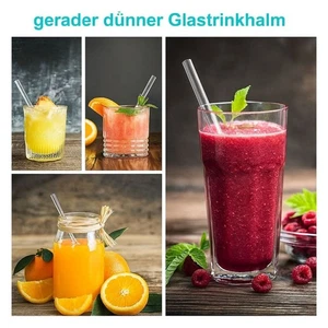 16 Glasstrohhalme spülmaschinenfest, wiederverwendbar, dünne Glastrinkhalme 8mm - Bild 1 von 4