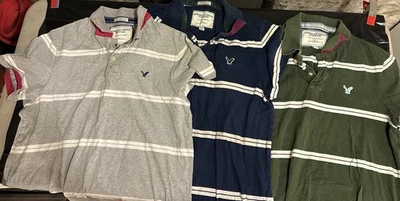 American Eagle Hombre Polo XL Lote de 3 Manga Corta Foto 1 de 4