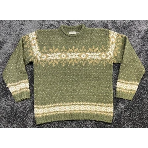 Vintage 90s Structure Urban Wear Mens Sweater Medium Green Brown Wool Blend - Picture 1 of 5