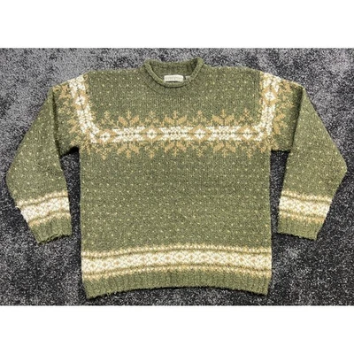Vintage 90s Structure Urban Wear Mens Sweater Medium Green Brown Wool Blend - Image 1 of 4