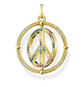 100% Genuine Thomas Sabo Peace Pendant Colourful Stones 18k Gold Plated RRP£270 - Bild 1 von 13